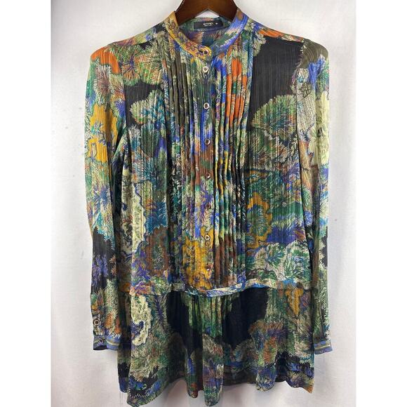 ETRO Dresses & Skirts - Women’s 100% Silk Etro Floral Pleated Long Sleeve Mini Dress Size L